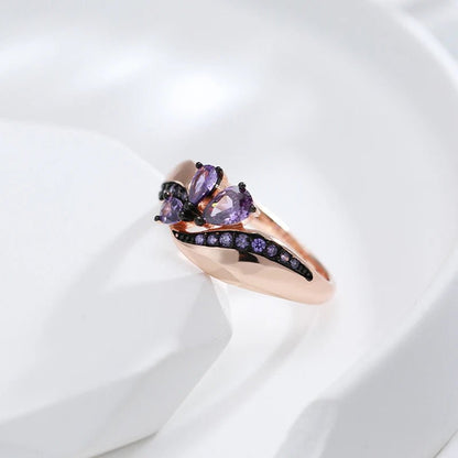 Purple Dahlia ring 585 Rose Gold - Gilded Rosy