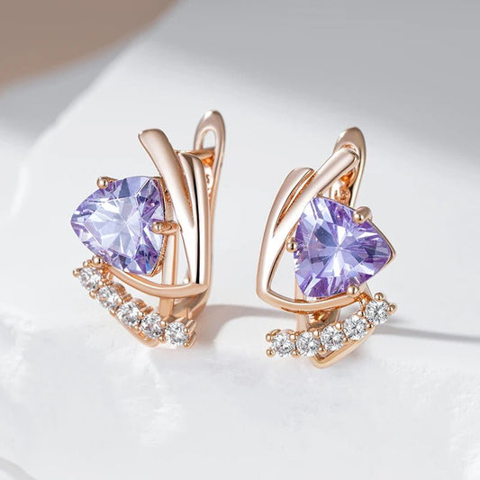 Purple Heart Earrings 585 Rose Gold - Gilded Rosy