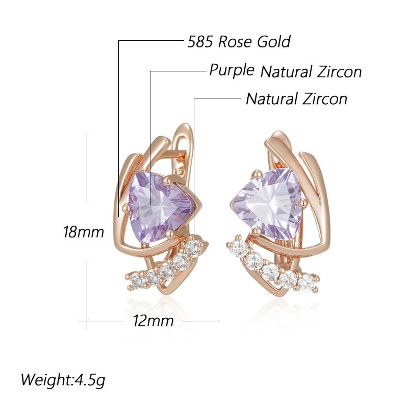 Purple Heart Earrings 585 Rose Gold - Gilded Rosy