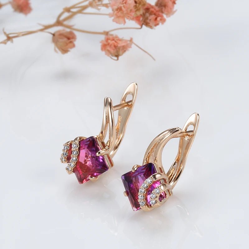 Rose Celosia set earrings and ring 585 Rose Gold - Gilded Rosy