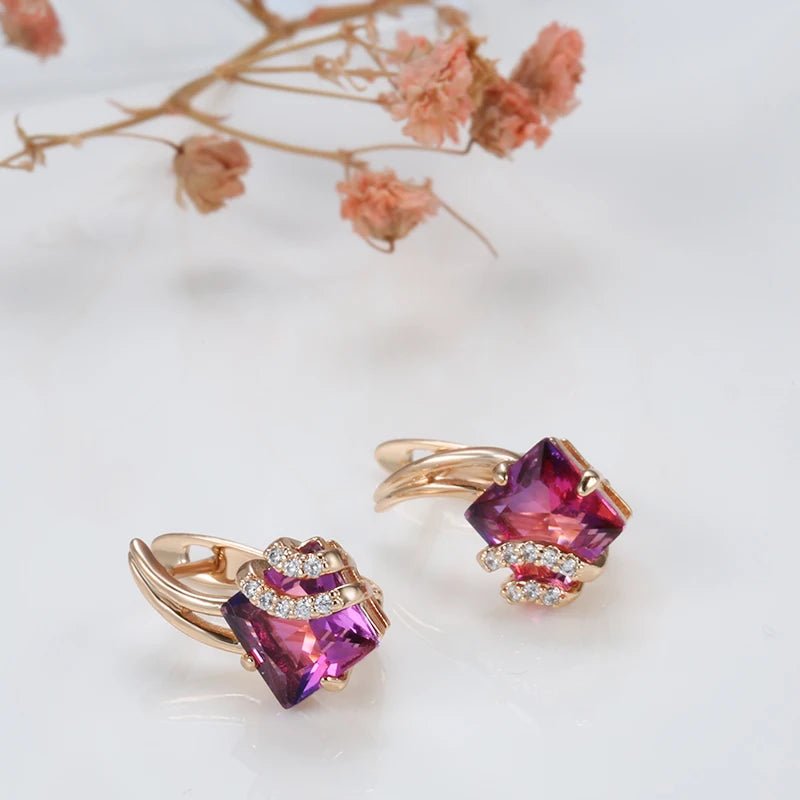 Rose Celosia set earrings and ring 585 Rose Gold - Gilded Rosy