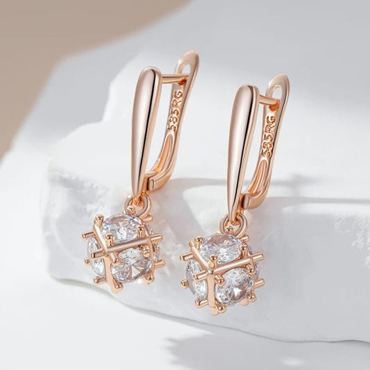 Snow Drop Earrings 585 Rose Gold - Gilded Rosy