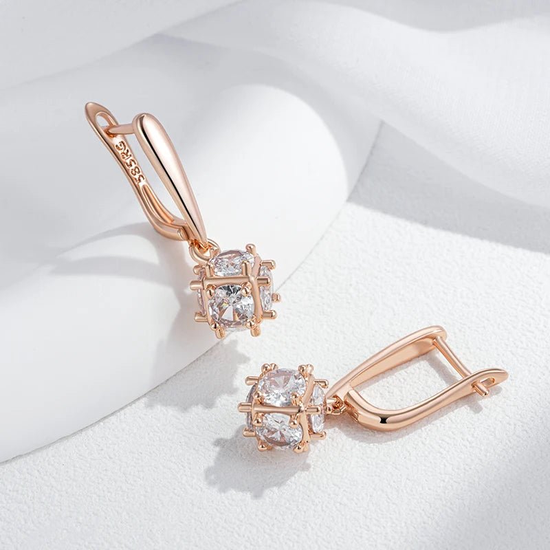 Snow Drop Earrings 585 Rose Gold - Gilded Rosy