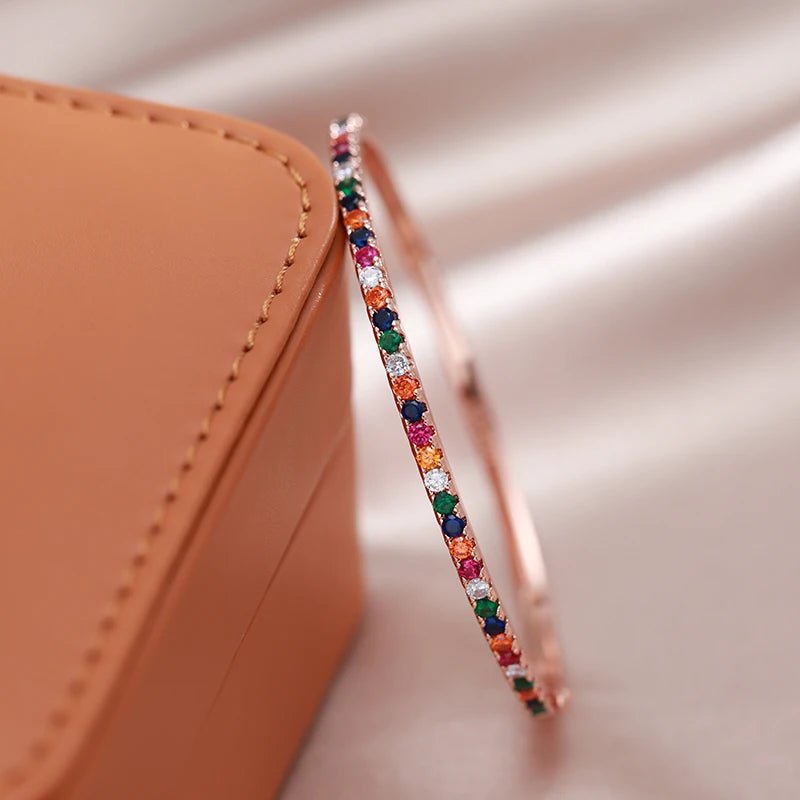 Trendy multicolor bracelet 585 Rose Gold - Gilded Rosy