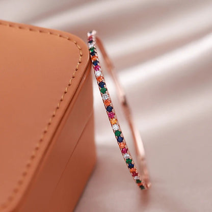 Trendy multicolor bracelet 585 Rose Gold - Gilded Rosy