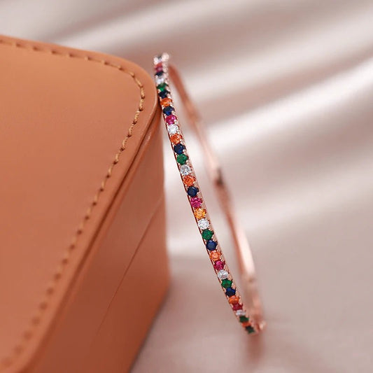 Trendy multicolor bracelet 585 Rose Gold - Gilded Rosy