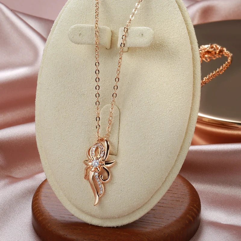 Vanilla flower sets 585 Rose Gold Earring Necklace Ring - Gilded Rosy