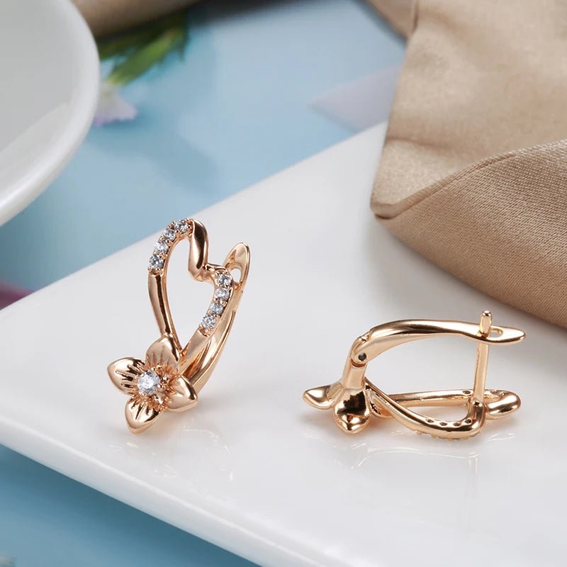 Vanilla heart Earrings 585 Rose Gold - Gilded Rosy