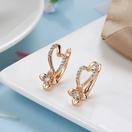 Vanilla heart Earrings 585 Rose Gold - Gilded Rosy