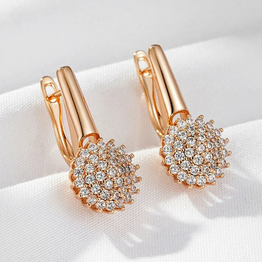 White Crystal flower earrings 585 Rose Gold - Gilded Rosy