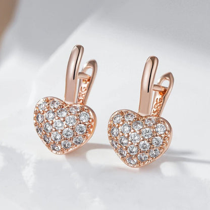 White heart 585 Rose Gold Earrings - Gilded Rosy
