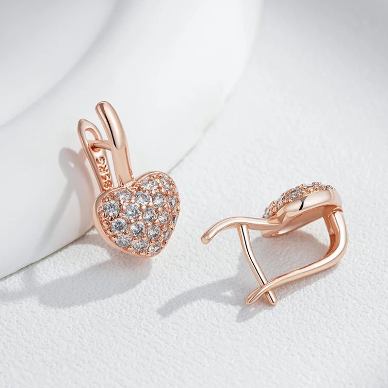 White heart 585 Rose Gold Earrings - Gilded Rosy