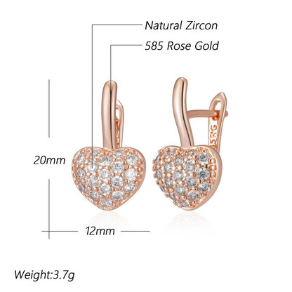 White heart 585 Rose Gold Earrings - Gilded Rosy