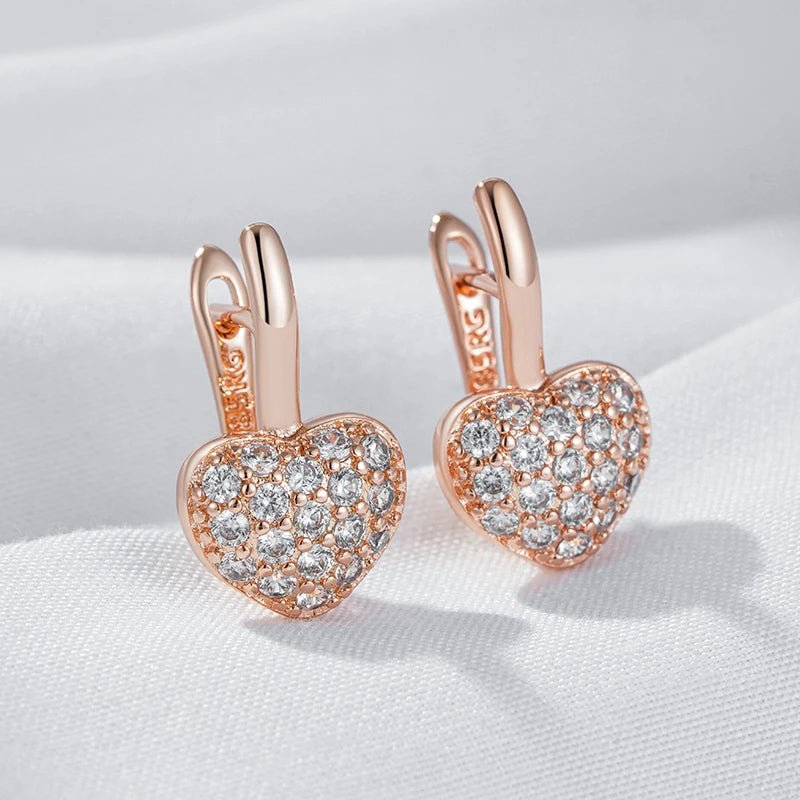 White heart 585 Rose Gold Earrings - Gilded Rosy