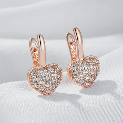White heart 585 Rose Gold Earrings - Gilded Rosy