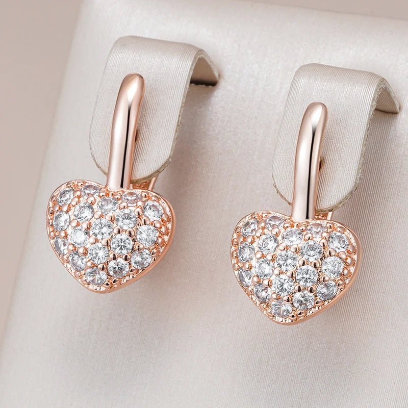 White heart 585 Rose Gold Earrings - Gilded Rosy