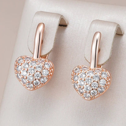 White heart 585 Rose Gold Earrings - Gilded Rosy