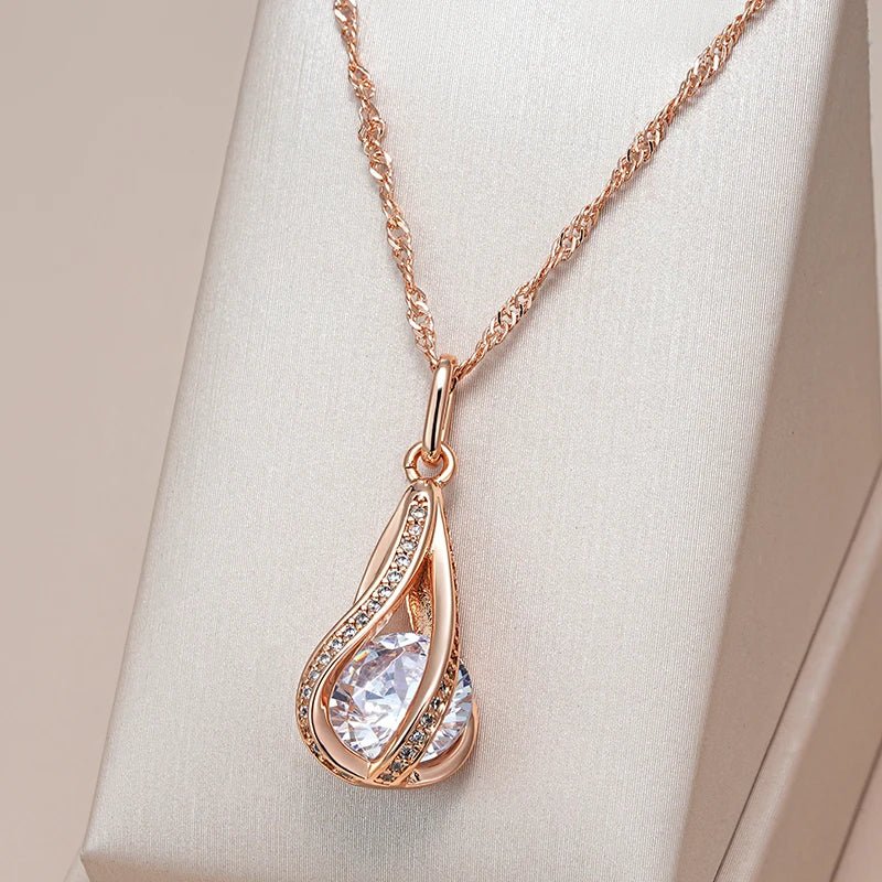 White Peony Pendant Necklace 585 Rose Gold - Gilded Rosy