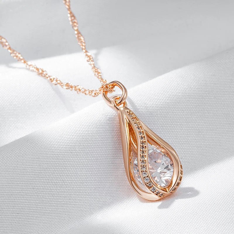 White Peony Pendant Necklace 585 Rose Gold - Gilded Rosy