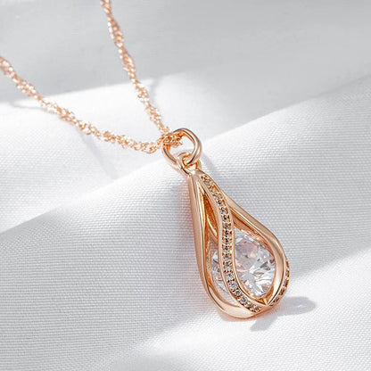 White Peony Pendant Necklace 585 Rose Gold - Gilded Rosy