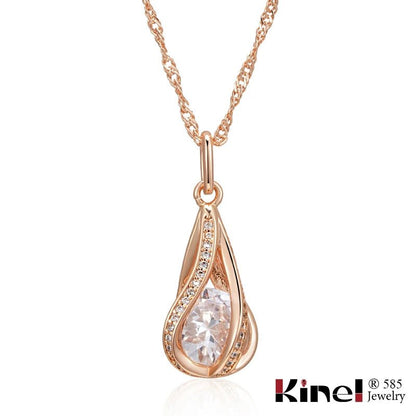 White Peony Pendant Necklace 585 Rose Gold - Gilded Rosy