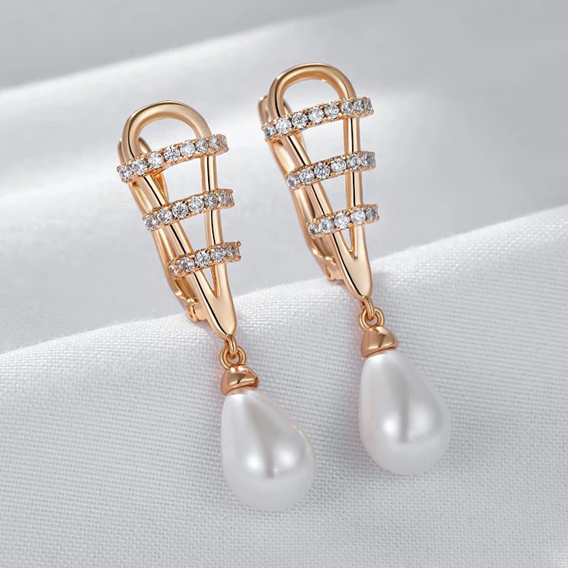 White Water Pearl Drop Earrings 585 Rose Gold - Gilded Rosy