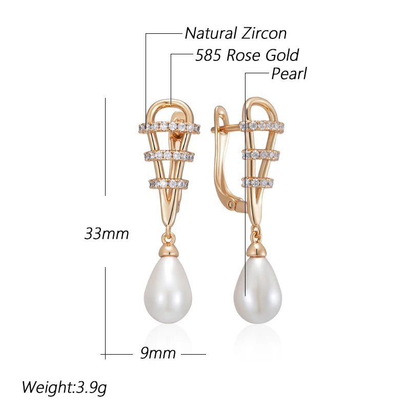 White Water Pearl Drop Earrings 585 Rose Gold - Gilded Rosy