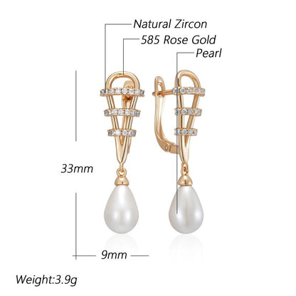 White Water Pearl Drop Earrings 585 Rose Gold - Gilded Rosy